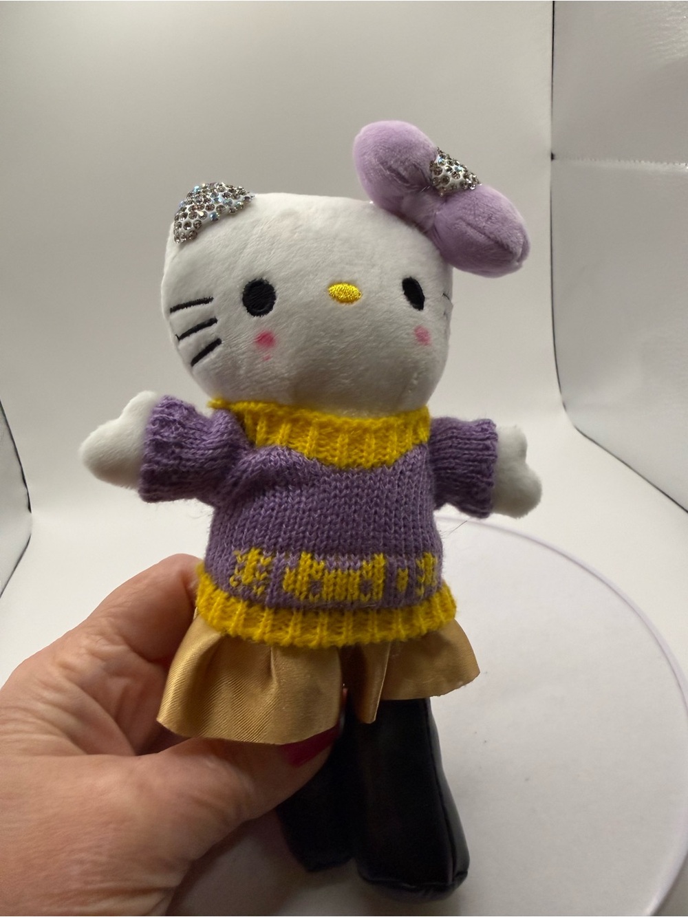 Hello Kitty Purple Bow Plush with Yellow Accents Purse charm